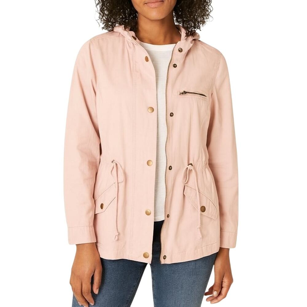 Forever 21 Light Pink Utility Jacket with Hood Casual Jacket Lightweight Small - Picture 1 of 5